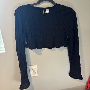 H&M black long sleeve crop top